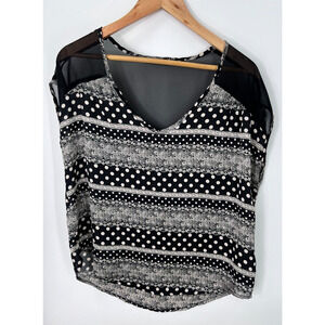 Peppermint Sleeveless Career Casual Blouse Black Womens Size Medium